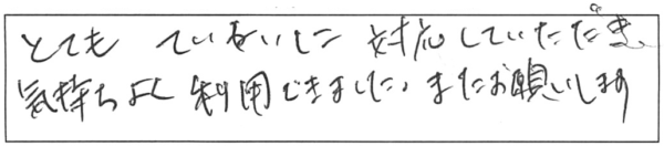 とてもていねいに対応していただき、気持ちよく利用できました。また、お願いします。