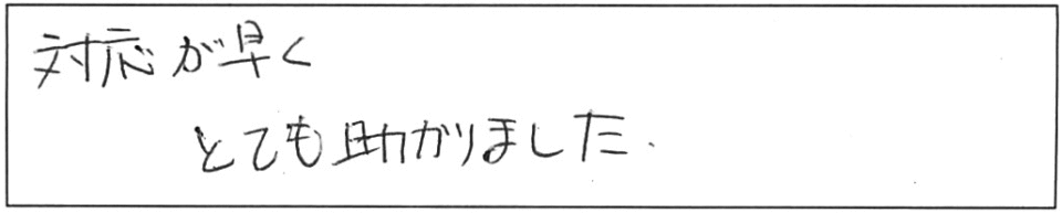 対応が早く、とても助かりました。