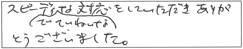 スピーディでていねいな対応をしていただき、ありがとうございました。