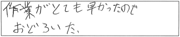 作業がとても早かったのでおどろいた。