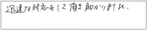 迅速な対応をして頂き助かりました。