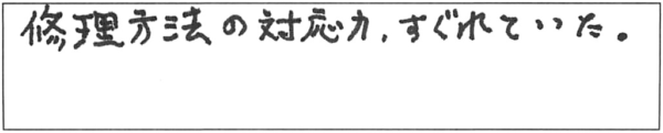 修理方法の対応力、優れていた。 