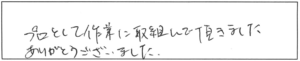 プロとして作業に取組んで頂きました。ありがとうございました。