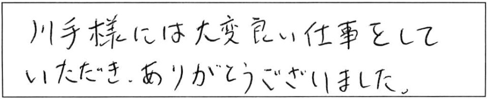 川手様には大変良い仕事をしていただき、ありがとうございました。 