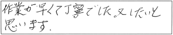 作業が早くて丁寧でした。又したいと思います。