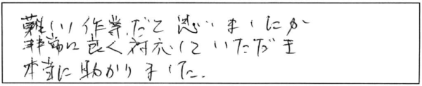 難しい作業だと思いましたが、非常に良く対応していただき本当に助かりました。 