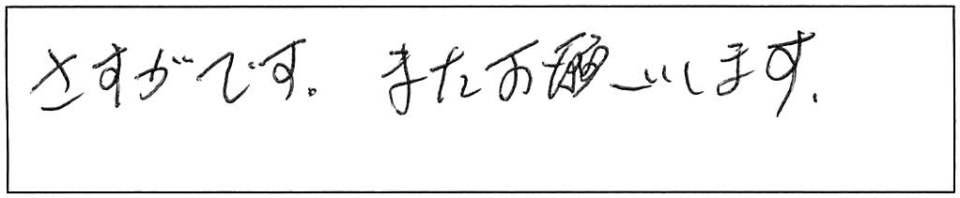 さすがです。また、お願いします。 