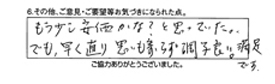 もう少し安価かな？と思っていた。でも、早く直り思いもよらず調子が良い。満足です。