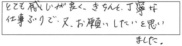 とても感じが良く、きちんと丁寧な仕事ぶりで、又、お願いしたいと思いました。