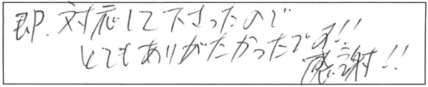 即、対応して下さったので、とてもありがたかったです!! 感謝!!