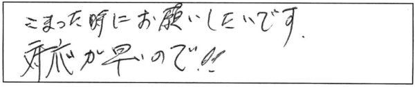 こまった時にお願いしたいです。対応が早いので!!