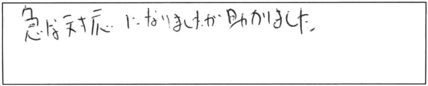 急な対応になりましたが助かりました。