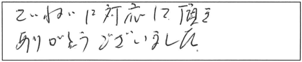 ていねいに対応して頂きありがとうございました。