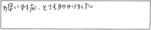 お早い対応、とても助かりました。