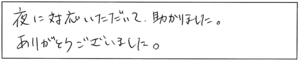 夜に対応いただいて助かりました。ありがとうございました。