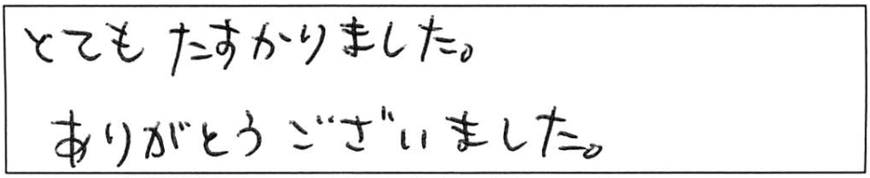 とてもたすかりました。ありがとうございました。